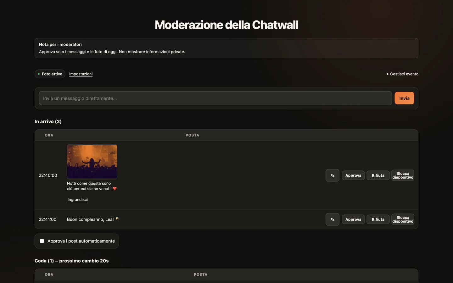 Visualizzazione moderazione: esempio CrowdFlow