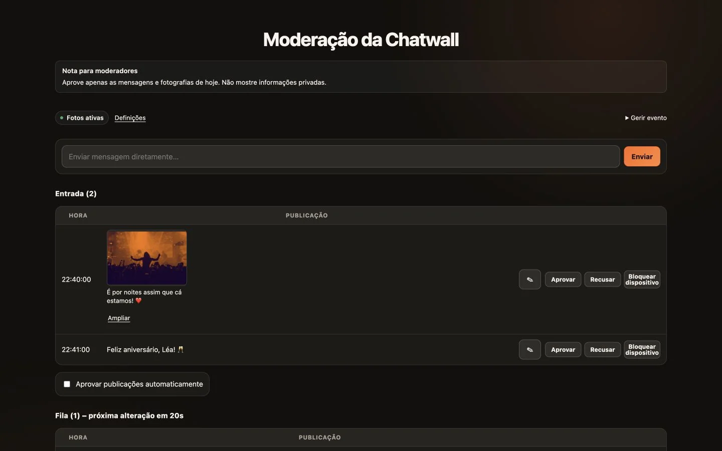 Visualização de moderação: exemplo CrowdFlow